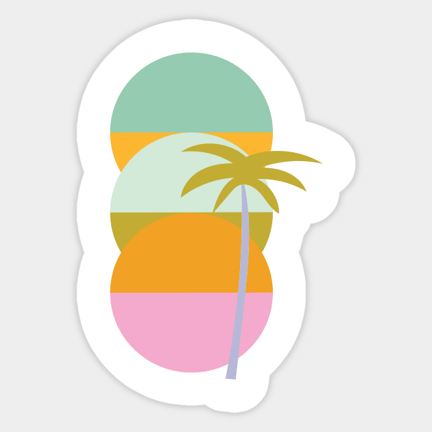 Palm sunset Sticker by Elizabeth Olwen